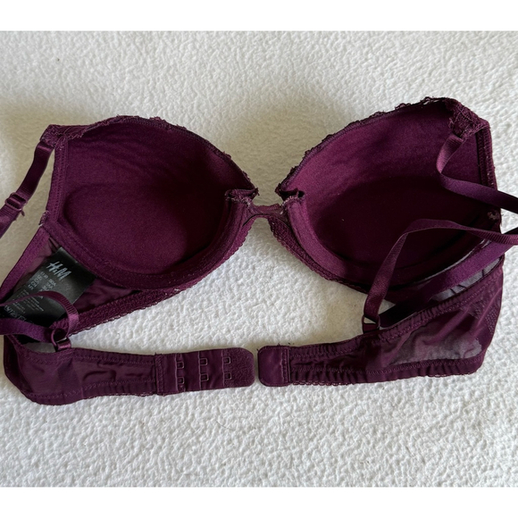 Women's H&M padded lace mesh Bra Size 36A Purple - Picture 3 of 7
